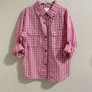 Kids Pink Checkered fishing shirt